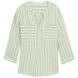 TOM TAILOR Damen Bluse mit Taschen, grün, Gestreift, Gr. 36