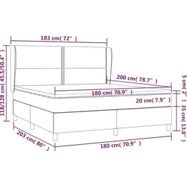 vidaXL Boxspringbett mit Matratze Schwarz 180x200 cm Samt