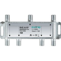 Axing BVE 6-01P 6-fach Verteiler Kabelfernsehen CATV Multimedia DVB-T2 Klasse A+, 10dB, 5-1218 MHz metall