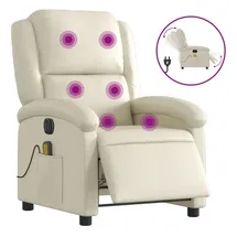 vidaXL Massagesessel Elektrisch Creme Kunstleder