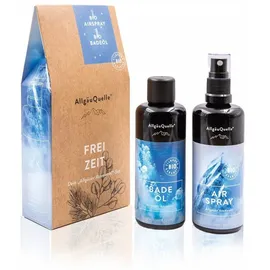 AllgäuQuelle AllgäuQuelle® Bio Geschenk-Set mit Bio-Öle, Raumspray Badeöl, Eukalyptus, Salbei, Minze und Cajeput 200 ml Flaschen