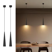 K-Bright 2 Stück pendelleuchte Kegelförmig, Hängelampe LED mit 5W GU10 Leuchtmittel, Hängeleuchte Höhenverstellbar Pendellampe für Küche Nachttisch Esstisch Wohnzimmer, Warmweiß 3000K, Schwarz