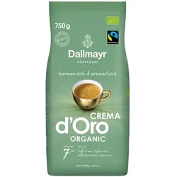 Dallmayr Crema d Oro Organic Kaffeebohnen harmonisch & aromatisch 4008167734802 Dallmayr 750 Gramm