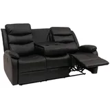 Mendler 3er Kinosessel HWC-O62, Relaxsessel Fernsehsessel mit Armlehne Getränkehalter, Liegefunktion Kunstleder ~ schwarz
