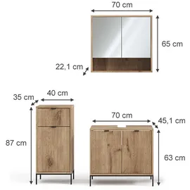 Vicco Eliza 3-tlg. Eiche