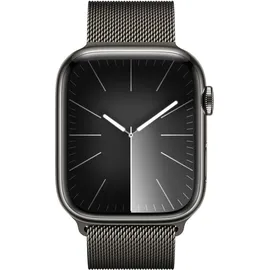 Apple Watch Series 9 GPS + Cellular 45 mm Edelstahlgehäuse graphit, Milanaise Armband graphit One Size