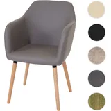 Esszimmerstuhl Malmö T381, Stuhl Küchenstuhl, Retro 50er Jahre Design ~ Kunstleder, taupe-grau, helle Beine
