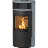 H&M Kaminofen München Max Style schwarz/Naturstein 150mm Rauchrohranschluss 8kw Holzofen Kohle Schwedenofen Steinverkleidung