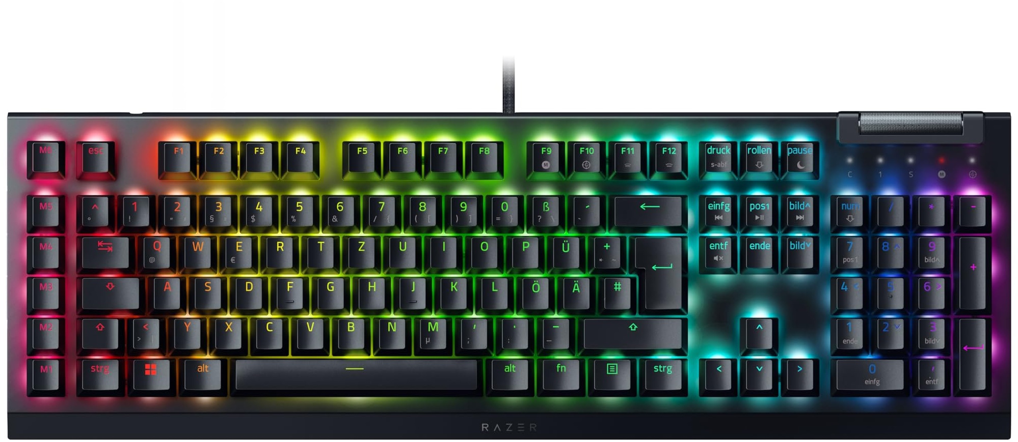 Razer BlackWidow V4 X (Green Switch) - Mechanische Gaming-Tastatur mit Razer Chroma RGB (Mechanische Green Switches, 6 eigene Makro-Tasten, Doubleshot-ABS-Tastenkappen) QWERTZ DE-Layout | Schwarz