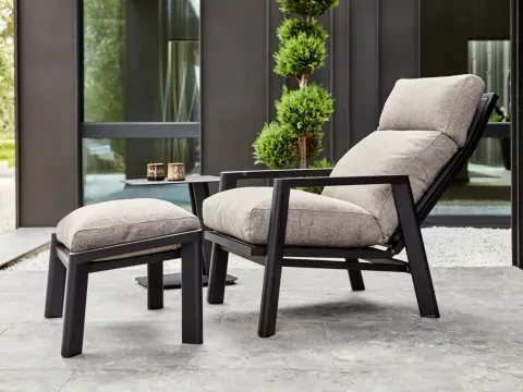 Brafab Slide Lounge-Set 1,Aluminim schwarz, Ash inkl. Kissen