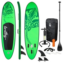 ECD Germany SUP-Board Aufblasbares Stand Up Paddle Board Limitless Surfboard, Grün 308x76x10cm PVC bis 120kg Pumpe Tragetasche Zubehör grün