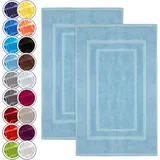 NatureMark Badematte 2er-Set Badvorleger 50x80cm, strapazierfähig, Baumwolle, rechteckig, Badematte 2-tlg., Duschmatte Duschvorleger, Premium Qualität, 50x80cm, Hell blau blau