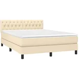 vidaXL Boxspringbett mit Matratze Creme 140x200 cm Stoff - Creme
