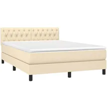 vidaXL Boxspringbett mit Matratze Creme 140x200 cm Stoff - Creme