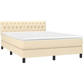 vidaXL Boxspringbett mit Matratze Creme 140x200 cm Stoff - Creme