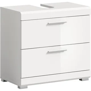 xonox.home Waschbeckenunterschrank mit Schubladen 60 x 56 x 34 cm Front Weiß Hochglanz FSC®