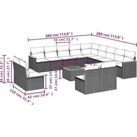 vidaXL Garten-Lounge-Set 14-tlg. grau