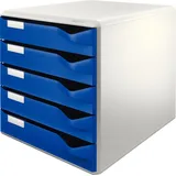 Leitz Schubladenbox 52800035, DIN A4 mit 5 Laden blau