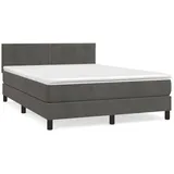 vidaXL Boxspringbett mit Matratze Dunkelgrau 140x200 cm Samt