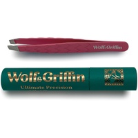 Wolf & Griffin Ultimate Precision Mini-Pinzette | Edelstahl Professionelle schräge Augenbrauenpinzette für Damen und Herren | Electric Pink