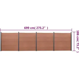 vidaXL Zaun-Set 699 x 186 cm Braun/WPC