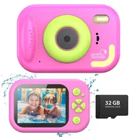 Tosaju Unterwasserkamera 48MP Vlogging Kinderkamera 10M Wasserdicht Digitalkamera Schnorcheln Fotoapparat Spielzeug Geschenk für Kinder 1080P 10x Digitalzoom mit 32GB Karte Rosa
