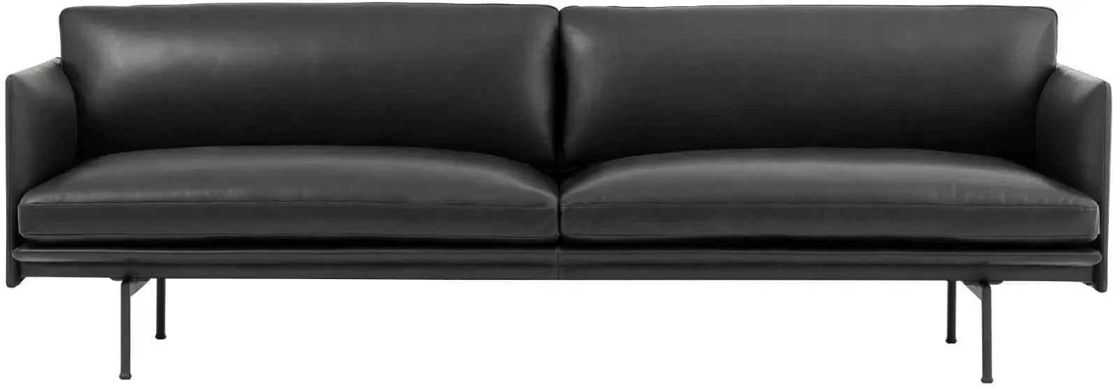 Muuto Outline Sofa 3-Sitzer, refine leder schwarz / schwarz