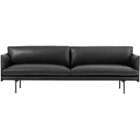Muuto Outline Sofa 3-Sitzer, refine leder schwarz / schwarz