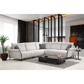 xlmoebel Ecksofa Luxus-L-Sofa aus hochwertigem Stoff in elegantem Design, Hergestellt in Europa weiß