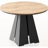 WFL GROUP Esstisch Eiche Wotan, Rund,Rund, 100x76x100 cm, Esszimmer Tische, Esstische