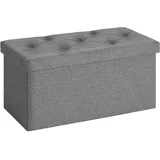 Sweetcrispy Sitzbank mit Stauraum, Klappbare Sitztruhe, Sitzhocker, 76 x 38 x 38 cm, Aufbewahrungsbox mit Deckel als Hocker & Fußbank, bis 300 kg belastbar, für Wohnzimmer Schlafzimmer Flur, Grau