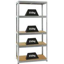 Proregal Schwerlastregal Stahl 180 x 90 x 45 cm silber 5 Ebenen