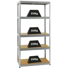Proregal Schwerlastregal Stahl 180 x 90 x 45 cm silber 5 Ebenen