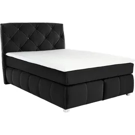 Jockenhöfer Gruppe Boxspringbett »Bella erhältlich in 140 & 180cm Breite« mit Kaltschaum-Topper und Rauchglas-Steinen schwarz