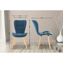 CLP 2er Set Esszimmerstuhl Elda blau/Samt