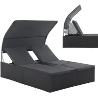 Juskys Syros Polyrattan Doppelliege Schwarz