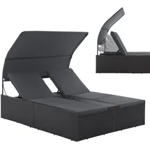 Juskys Syros Polyrattan Doppelliege Schwarz