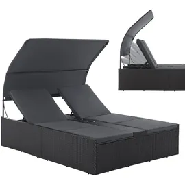 Juskys Syros Polyrattan Doppelliege Schwarz