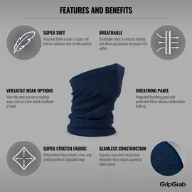 GripGrab Freedom Warp Knitted Seamless Nackenwärmer - Navy Blue One Size