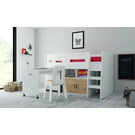 Hti-Living Hochbett Luisa 90 x 190 cm MDF weiß