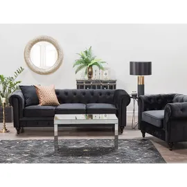 Beliani Sofa Samtstoff schwarz