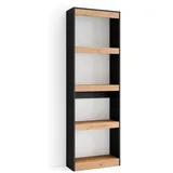 SKRAUT HOME Regal, Schwarz Eiche Rechteckig, 60x186x25 cm, Wohnzimmer, Regale