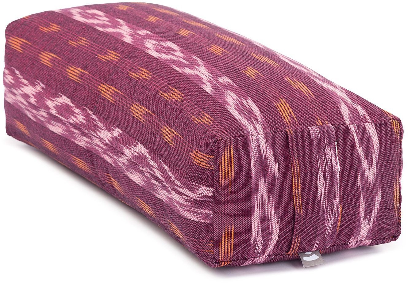 bodhi Ethno Collection: Salamba (rechteckig) Yoga-Bolster Ikat-Webstoff, weinrot gem., Dinkelhülsen 1 St