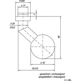 OGRO Profiltürknopf F1 Aluminium 90055002372