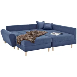 Home Affaire Ecksofa Rice 223x86x184 cm Microfaser PRIMABELLE Ottomane marin), Eck Hocker, Federkernpolsterung (99620205-0)