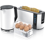 Arendo Frühstücks-Set in weiß - Wasserkocher / Toaster / Eierkocher