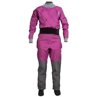 Trockenanzug for Damen, mit Latex-Dichtung, Paddel-Trockenanzug in kaltem Wasser, 4-lagiger, atmungsaktiver, wasserdichter Kajak-Trockenanzug aus Stoff mit Latex an Hals und Handgelenk(Purple,Medium)