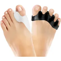 2 Paar Zehenspreizer Silikon un 2 Paar Hallux Valgus Zehenspreizer,für überlappende Zehen,Zehenspreizer für alle Zehen,Gemilderte Fußschmerz den Reibung(Schwarz und weiß)