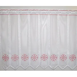 Stickereien Plauen Scheibengardine STICKEREIEN PLAUEN "Kristall" Gr. 10, rot (weiß, rot), B:210cm H:50cm, Voile, Polyester, Gardinen