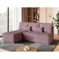 BroMARKT Ecksofa TOP SLIM Schlaffunktion Bettkasten L-Form 120x200 cm Rosa - Rosa